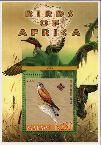 Malawi Birds of Africa Falco Tinnunculus Souvenir Sheet Mint NH