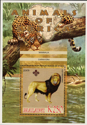 Malawi Animals of Africa Mammals Panthera Leo Souvenir Sheet Mint NH