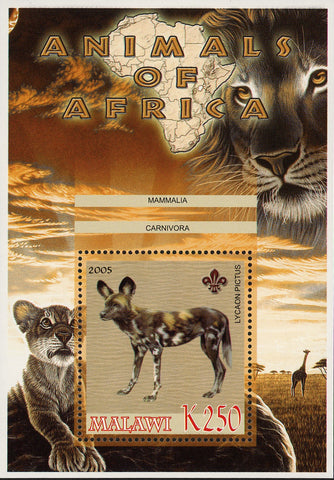Malawi Animals of Africa Mammals Lycaon Pictus Souvenir Sheet Mint NH