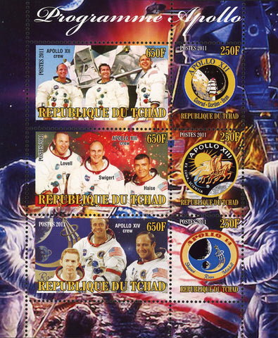 Apollo Satellite Space Astronauts Galaxy Souvenir Sheet of 6 Stamps MNH
