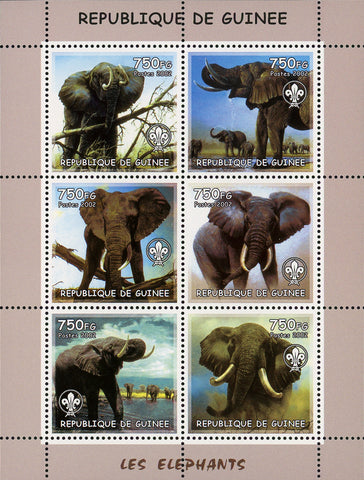 Elephants Wild Animals Lake Souvenir Sheet of 6 Stamps Mint NH