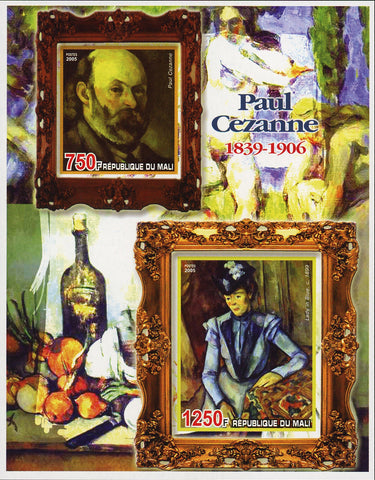 Mali Famous Painter Paul Cezanne Imperforated Sov. Sheet of 2 Stamps M