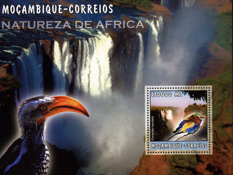 African Nature Waterfall Mountain Birds Souvenir Sheet Mint NH