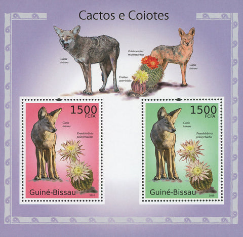 Cactus and Coyotes Souvenir Sheet of 2 Stamps Mint NH