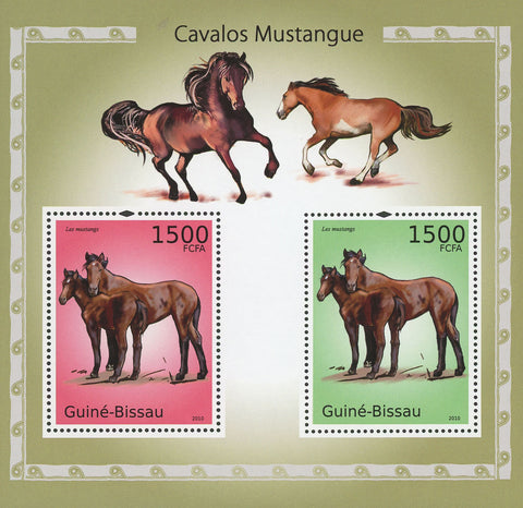Mustang Horses Souvenir Sheet of 2 Stamps Mint NH