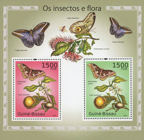Insects And Flora Butterfly Souvenir Sheet of 2 Stamps Mint NH