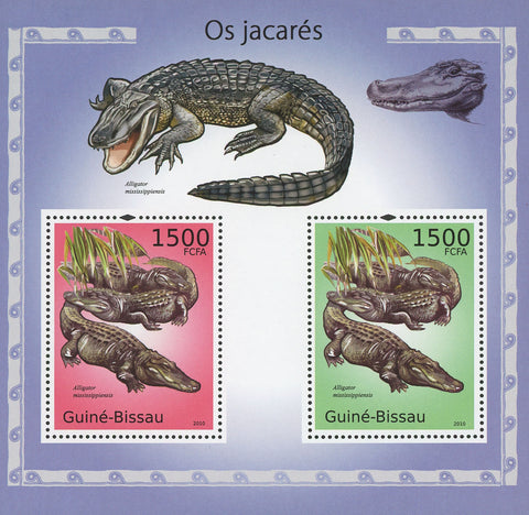 Alligators Crocodile Mississippiensis Souvenir Sheet of 2 Stamps Mint NH