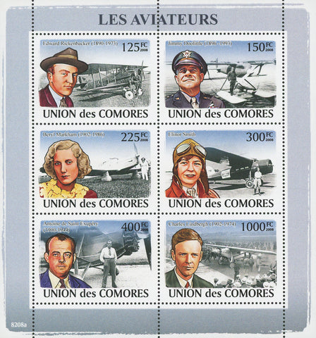 Pilots Aviators Souvenir Sheet of 6 Stamps Mint NH