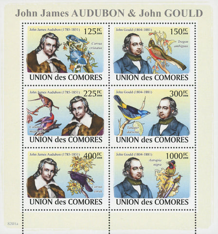 John James Audubon John Gould Birds Sov. Sheet of 6 Stamps MNH