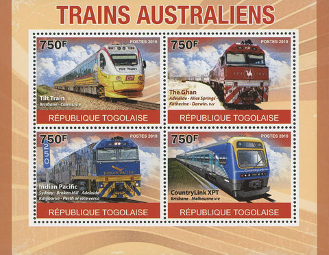 Australian Trains Souvenir Sheet of 4 Stamps Mint NH MNH