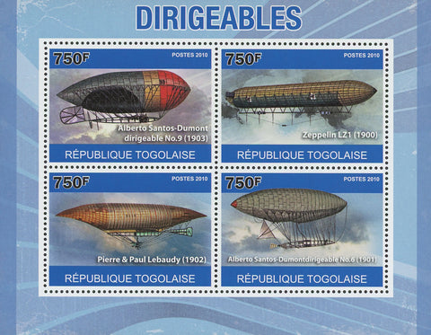 Dirigibles Souvenir Sheet of 4 Stamps Mint NH