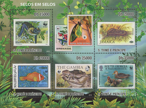 Stamp in Stamp WWF Souvenir Sheet of 5 Stamps Mint NH