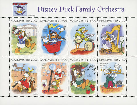 Disney Stamp Donald Duck Family Orchestra Souvenir Sheet of 8 Stamps Mint NH