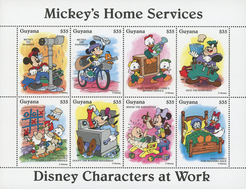 Disney Stamp Mickey Home Services Disney Sov. Sheet of 8 Stamps Mint NH