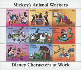 Disney Stamp Mickey Animal Workers Disney Souvenir Sheet of 8 Stamps Mint NH
