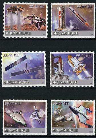 Space Flight Space Ship Moon Galaxy Serie Set of 6 Stamps Mint NH