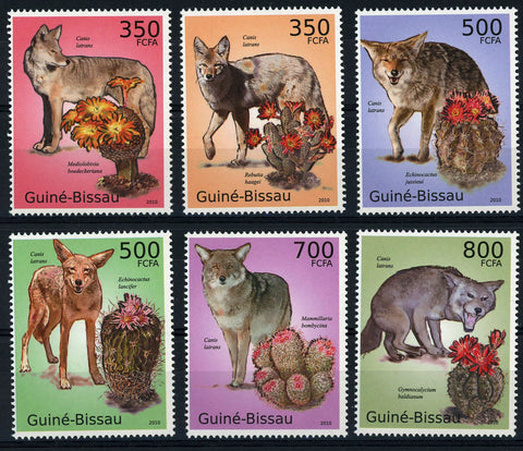 Cactus and Coyotes Canis Latrans Serie Set of 6 Stamps Mint NH