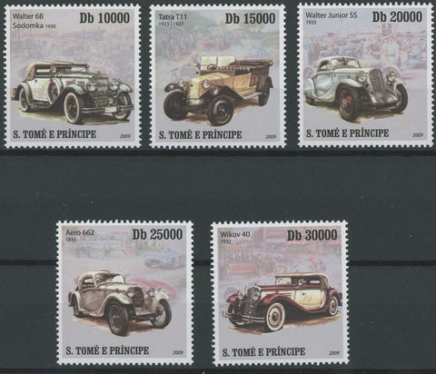 Antique Cars Transportation Serie Set of 5 Stamps Mint NH