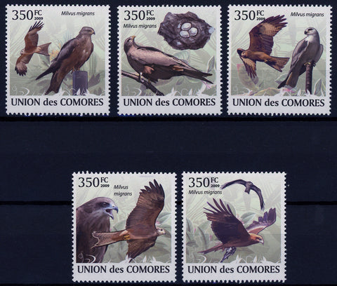 Fauna Eagle Milvus Migrans Birds Nest Serie Set of 5 Stamps Mint NH