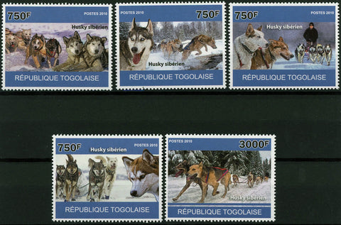 Sled Dog Husky Siberian Snow Winter Serie Set of 5 Stamps Mint NH