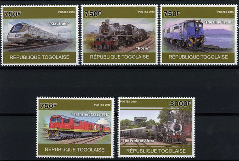 African Train Transportation Rail Serie Set of 5 Stamps Mint NH