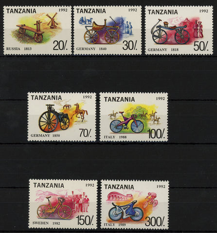 Bicycles Bikes Transportation History Cyclist Serie Set of 7 Stamps MNH