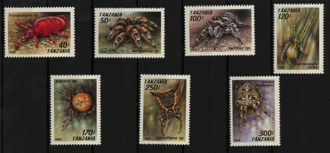 Tanzania Spider Tarantula Insect Arachnids Serie Set of 7 Stamps Mint NH