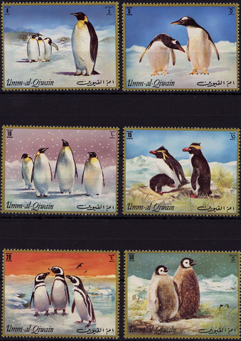 Umm Al Quwain Penguins Snow Sunset Winter Serie Set of 6 Stamps Mint NH
