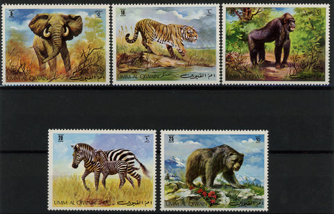 Umm Al Quwain Wild Animal Elephant Tiger Gorilla Zebra Serie Set of 5 Stamps MNH