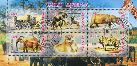 Wild Africa Animal Lion Zebra Elephant Souvenir Sheet of 6 stamps MNH