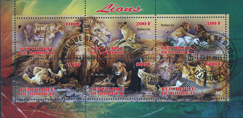 Lion Wild Animal Souvenir Sheet of 6 Stamps