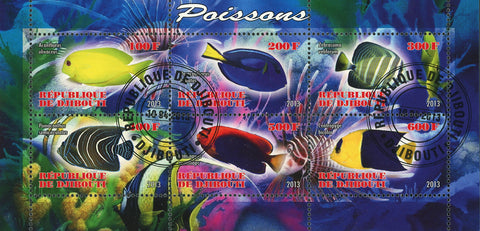 Djibouti Fish Marine Life Ocean Fauna Souvenir Sheet of 6 Stamps