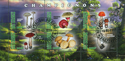 Congo Mushroom Mountain Nature Souvenir Sheet of 6 Stamps