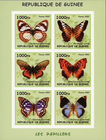 Butterfly Exotic Insect Imperforated Souvenir Sheet of 6 Stamps Mint NH