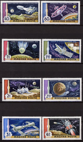 Hungary Space Astronautics Satellite Rocket Earth Serie Set of 8 Stamps Mint NH