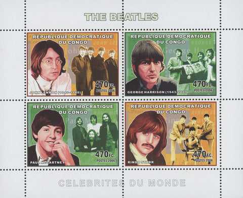 The Beatles Band Singer Music Souvenir Sheet of 4 Stamps Mint NH