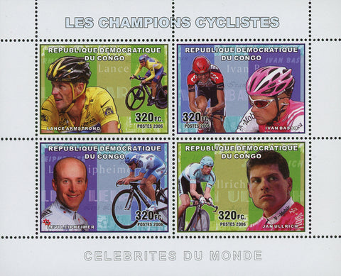 Famous Cyclist Sport Champion Souvenir Sheet of 4 Stamps Mint NH