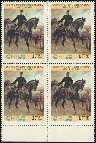 Chile Stamp Assault and Take of the Morro of Arica Gral. Manuel Baquedano Block