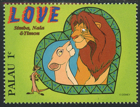 Palau Lion King Simba Nala Timon Love Disney Individual Stamp Mint NH
