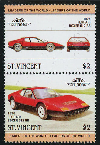 St. Vincent Antique Car Auto 100 Ferrari Boxer 512 Block of 2 Stamps Mint NH