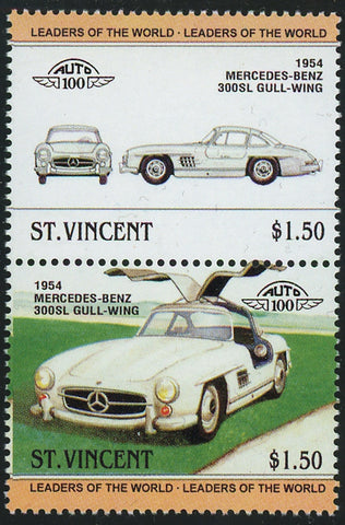 St. Vincent Antique Car Auto 100 Mercedes Benz Block of 2 Stamps Mint NH