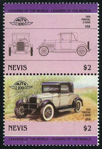 Nevis Antique Car Auto Pontiac 2 Door Block of 2 Stamps Mint NH