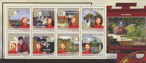 Jean Frédéric Bazille Art Painter Paintings Souvenir Sheet of 8 Stamps MNH