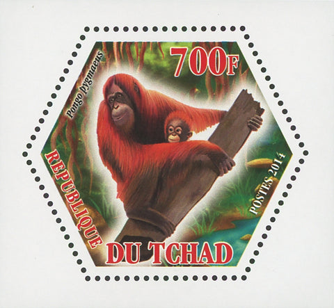 Monkey Pongo Pygmaeus Branch Souvenir Sheet Mint NH