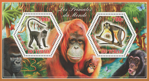Primate Monkey of the World Tree Nature Souvenir Sheet of 2 Stamps Mint NH