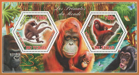 Primate Monkey of the World Nature Souvenir Sheet of 2 Stamps Mint NH
