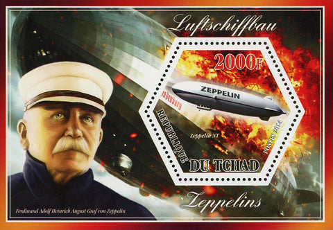 Dirigibles Zeppelin Ferdinand Adolf Heinrich Airship Souvenir Sheet Mint NH