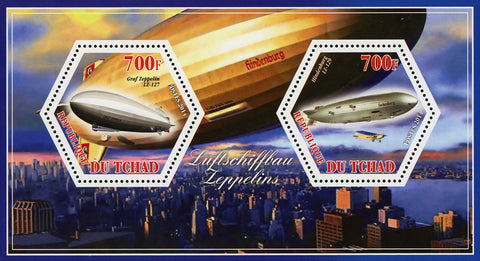 Dirigibles Zeppelin Hendinburg Airship Souvenir Sheet of 2 Stamps Mint NH