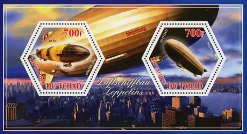 Dirigibles LZ-41 LZ-45 Airship Souvenir Sheet of 2 Stamps Mint NH