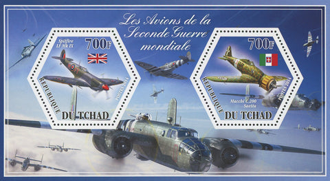 Airplane World War II Spitfire Macchi Souvenir Sheet of 2 Stamps Mint NH